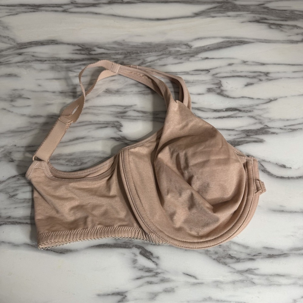DELIMIRA Womens Front Closure Posture Back Support Full Coverage Bra Sz 34F Tan